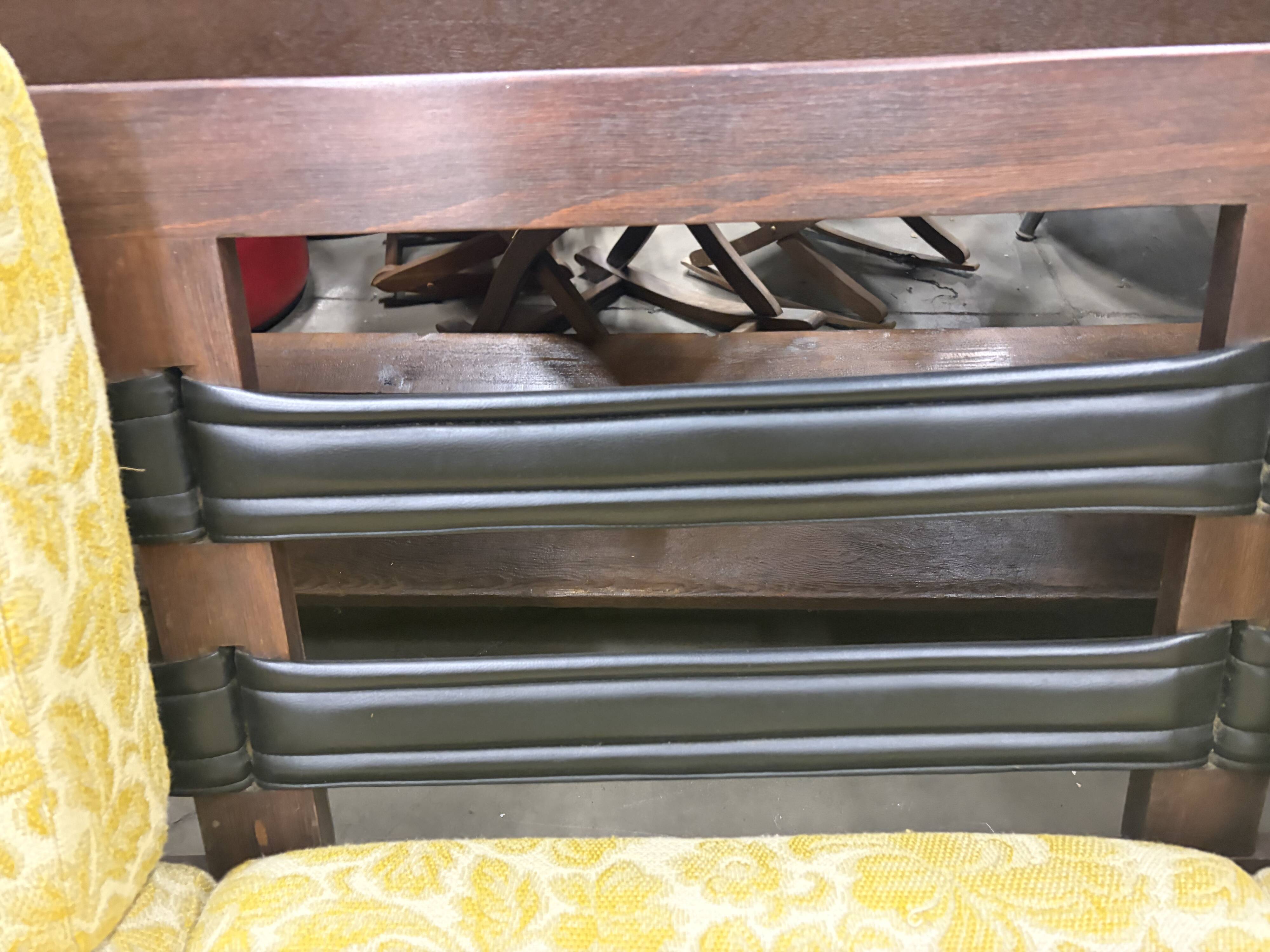Vintage wooden sofa / armchair with yellow accent