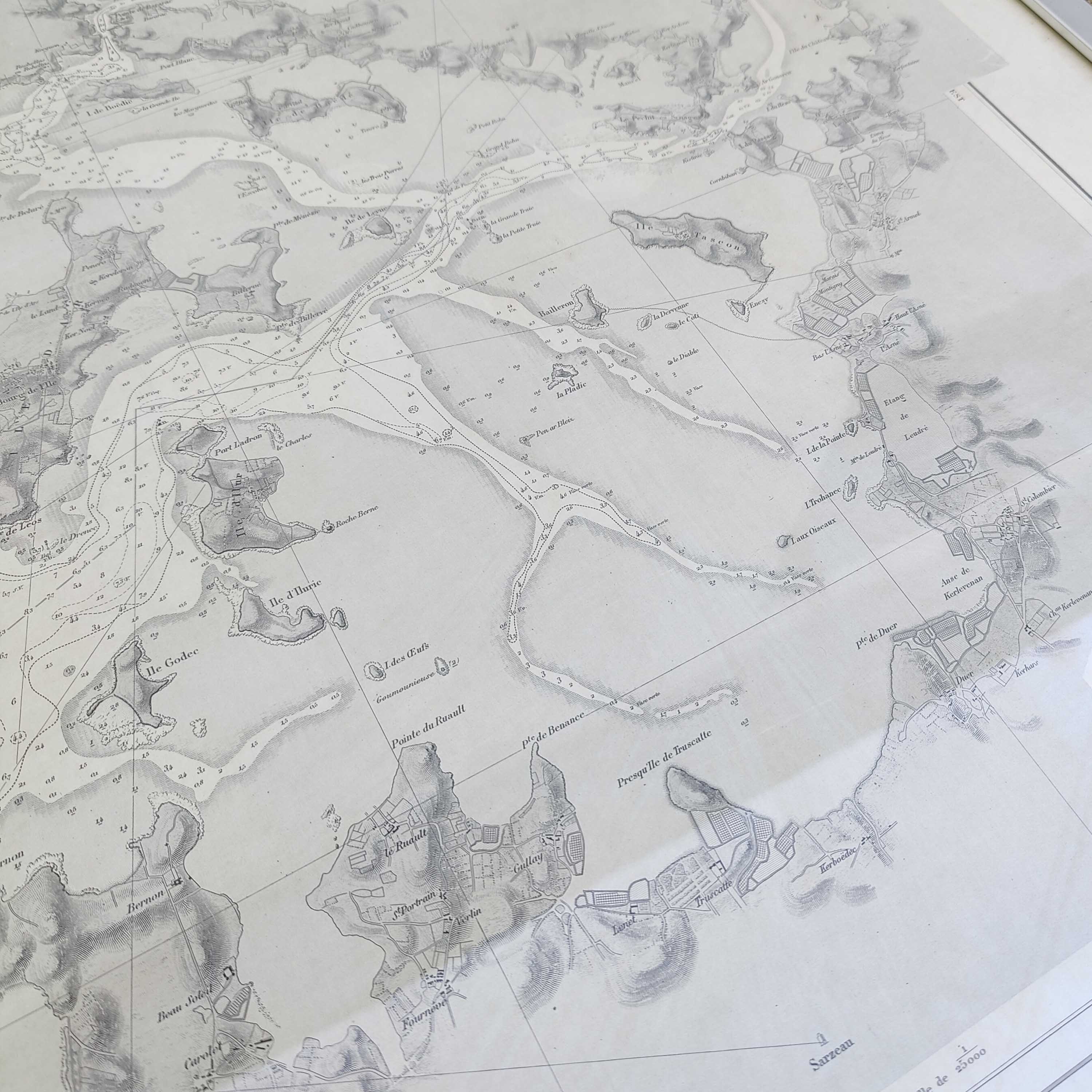 Old map Gulf of Morbihan Brittany 107 by 77cm