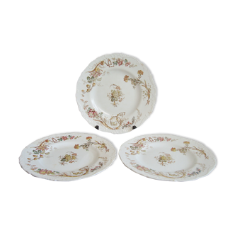 Set of three old English plates Cauldon with patterns of flowers and berries