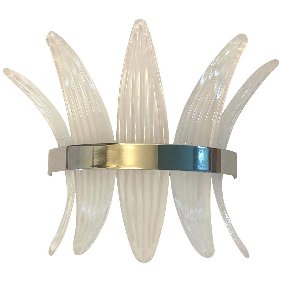 Belt sanded”palmette” murano glass wall sconce