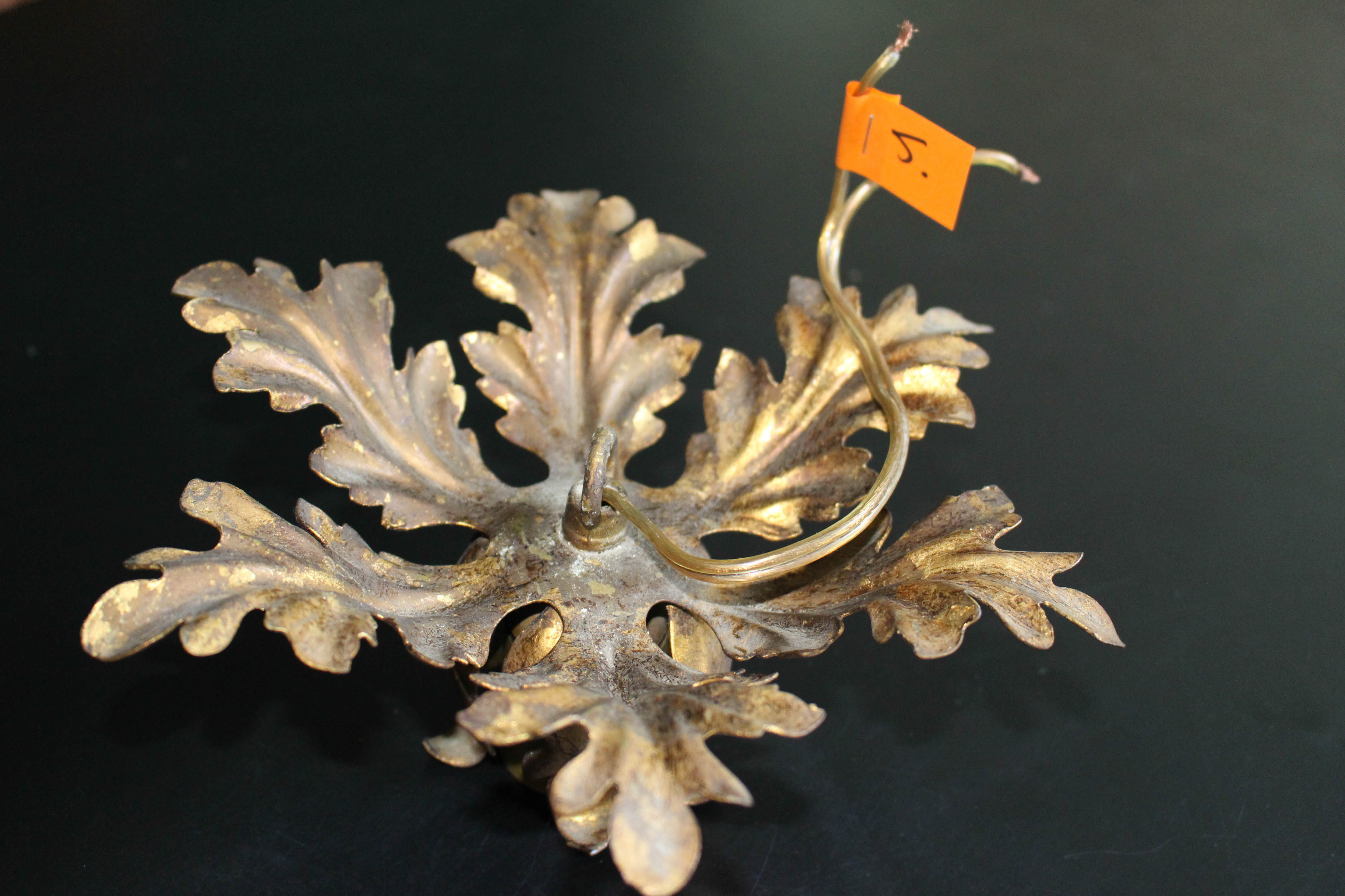 Banci firenze gilded flush mount italian wall lamp, 1960s