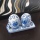 Vintage blue porcelain salt and pepper shakers