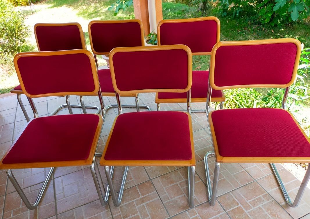 Set of 6 vintage chairs Cesca B32 Breuer Bauhaus Italy