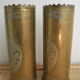 Pair of vases with engraved shell casings, WW1 trench art