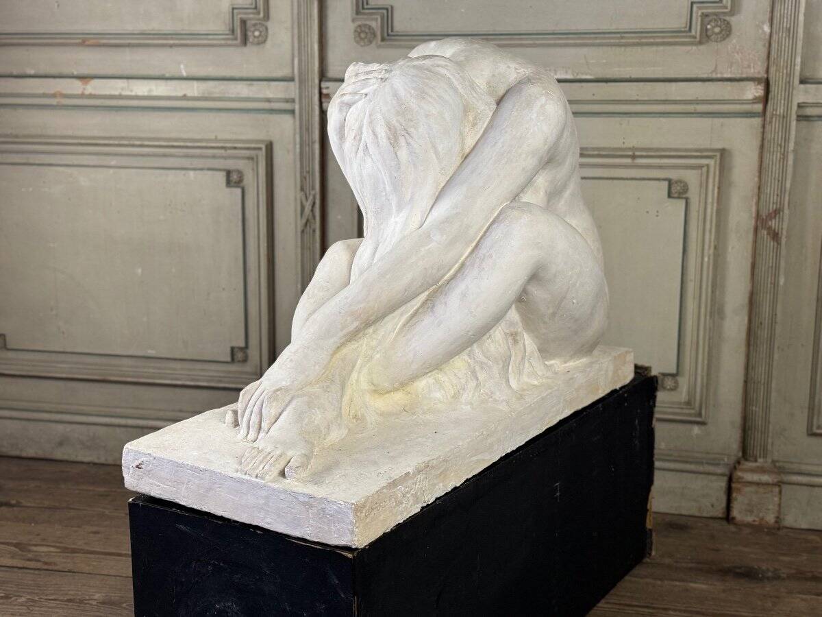 Large Workshop Plaster, Young Nude Woman, Signature on the Base
