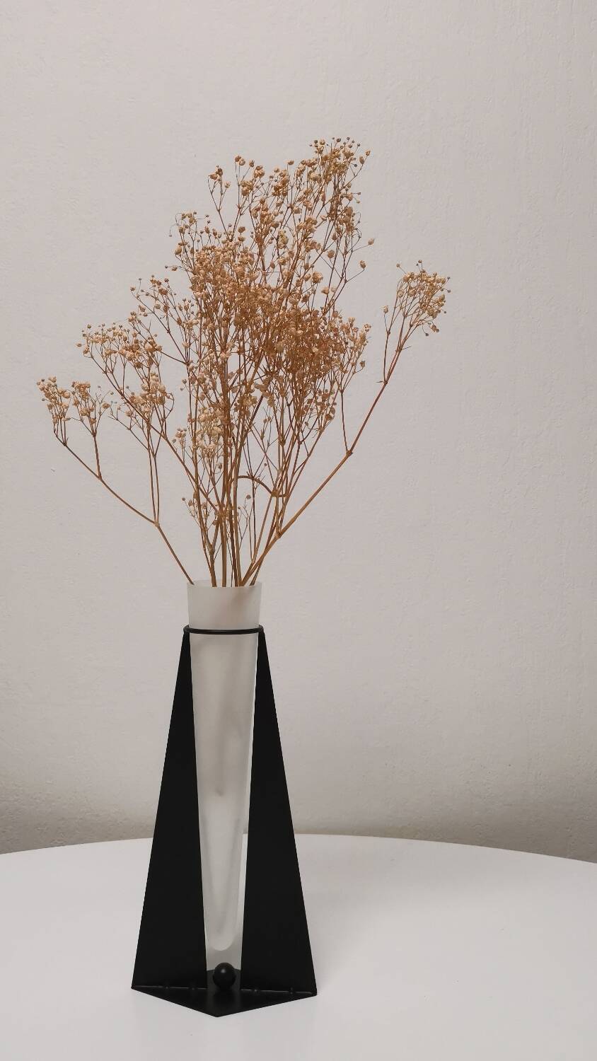 Postmodern metal and glass vase