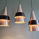 Lot de 3 suspensions scandinaves en aluminium, J. Hammerborg,  1960