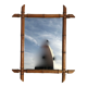 Bamboo style wooden mirror, 68 x 55 cm