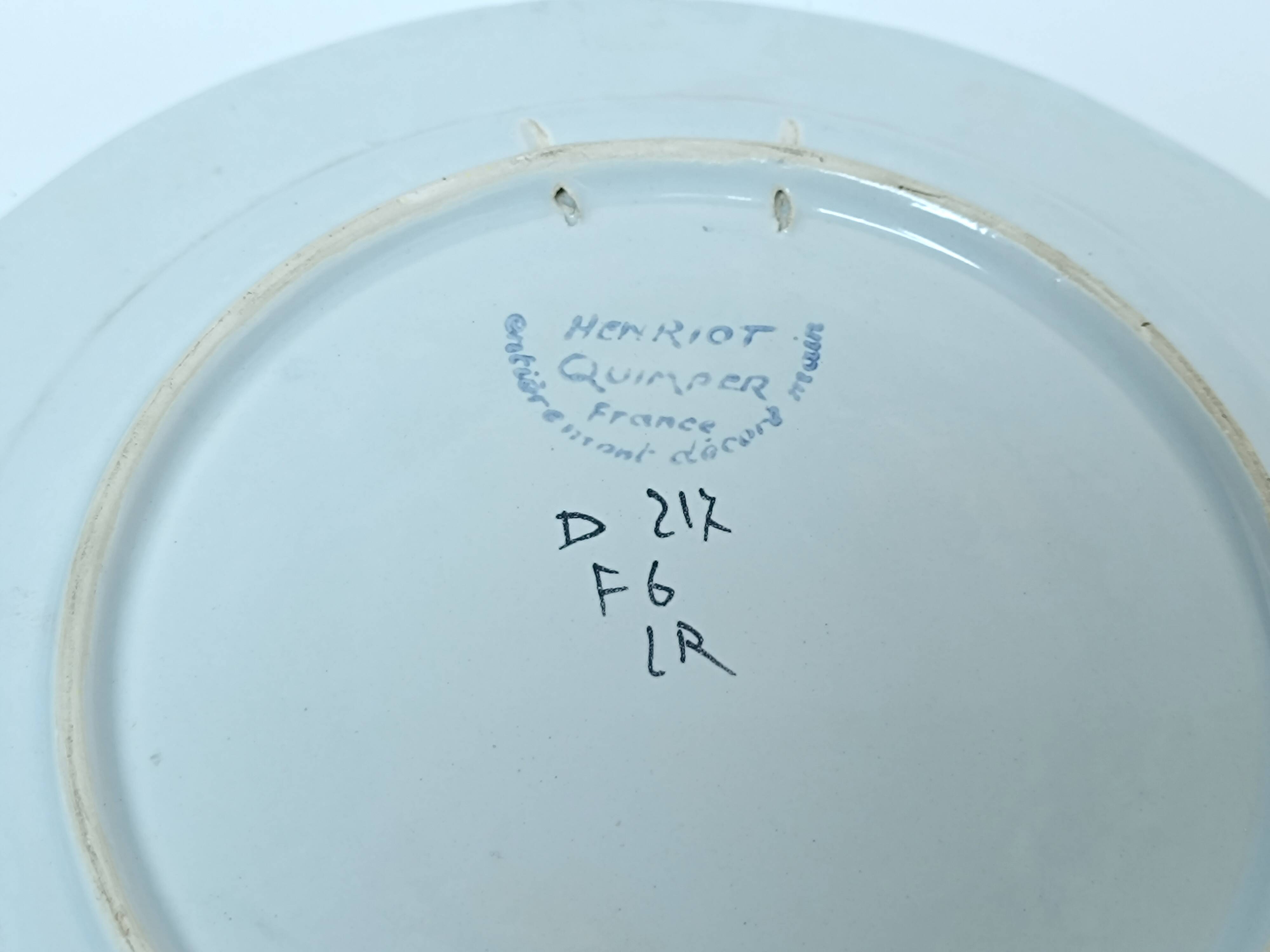 Assiette plate bretonne HB Henriot