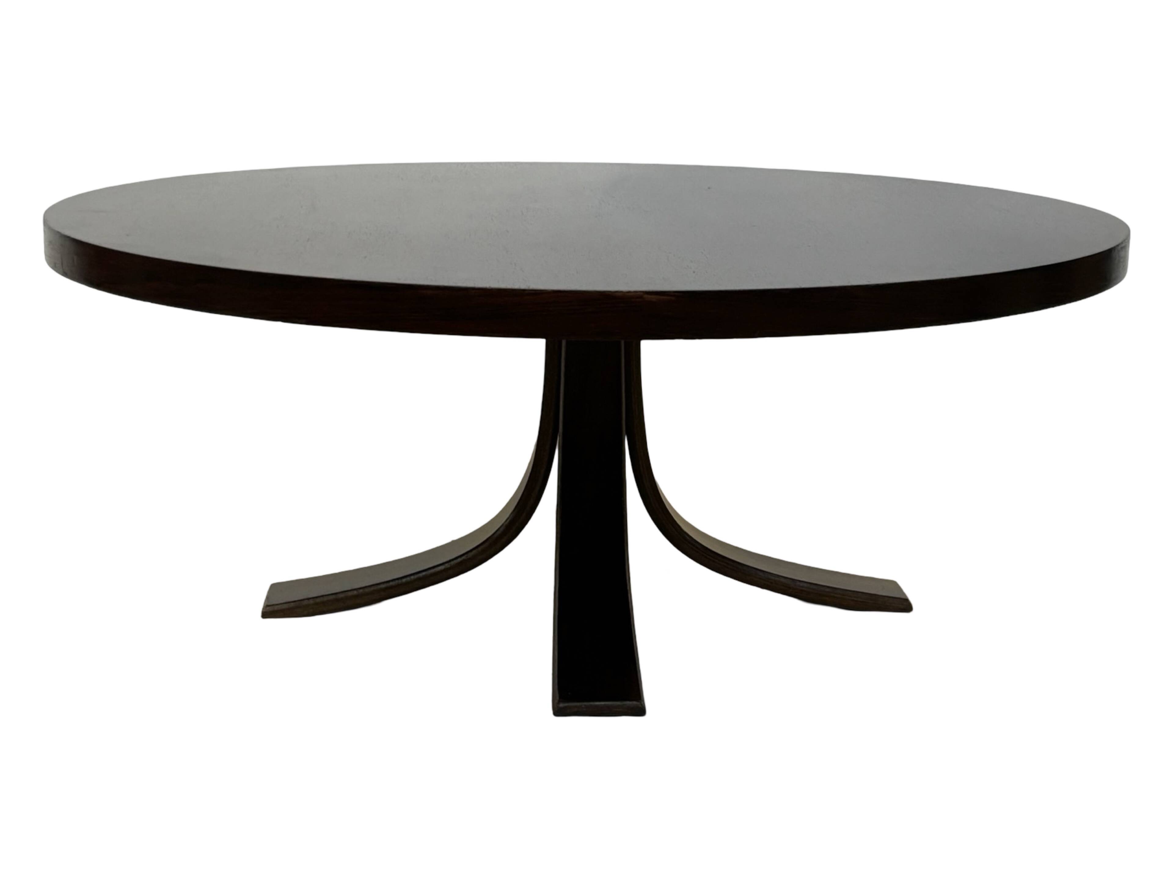 Vintage round coffee table in rosewood veneer, 60s design