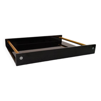 Black and gold lacquered wooden tray