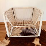 2 garden armchairs in white scoubidou