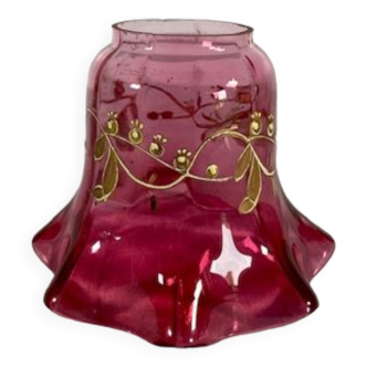 Abat jour en verre rosé pour lampe sur pied