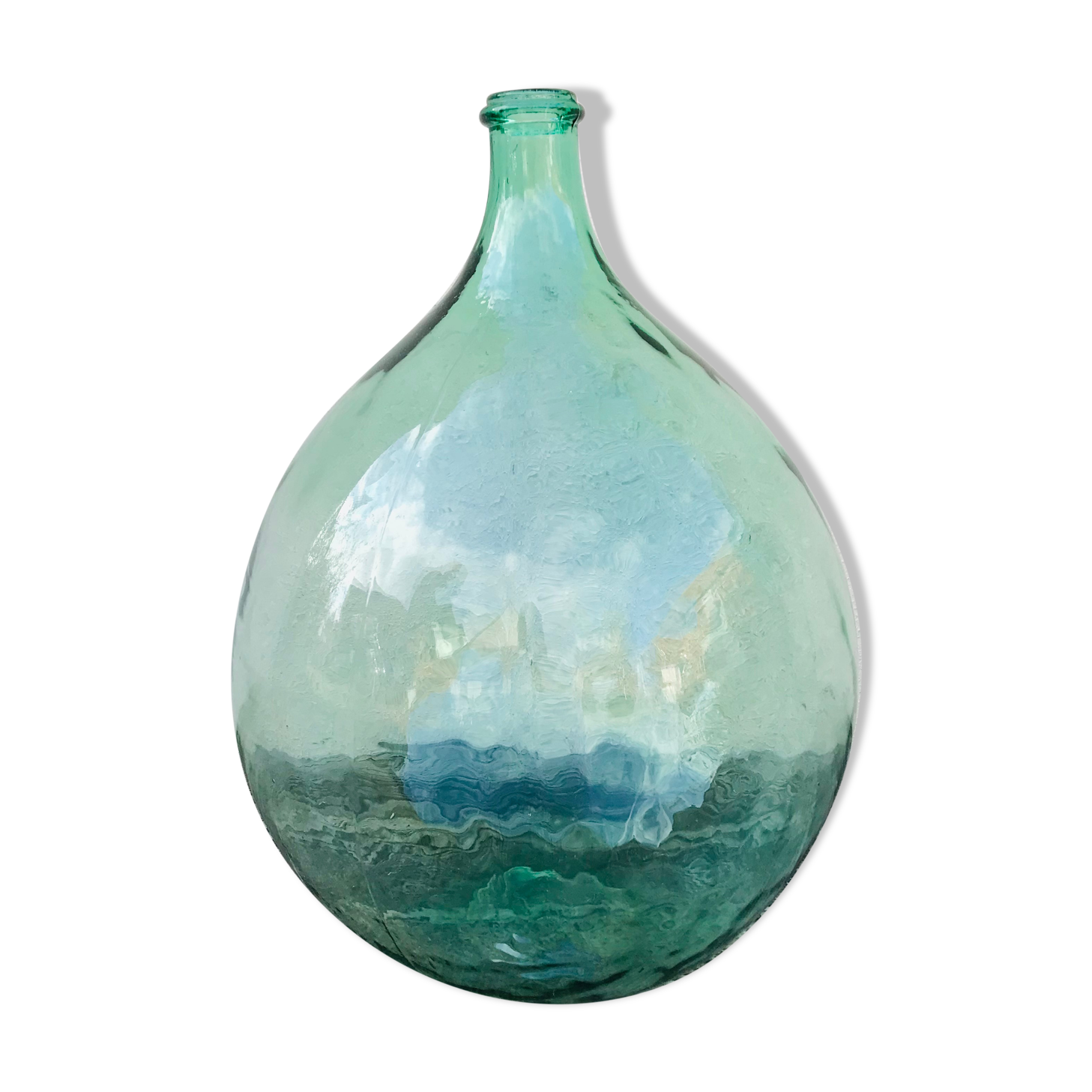 Demijohn old 20 L light blue-green glass