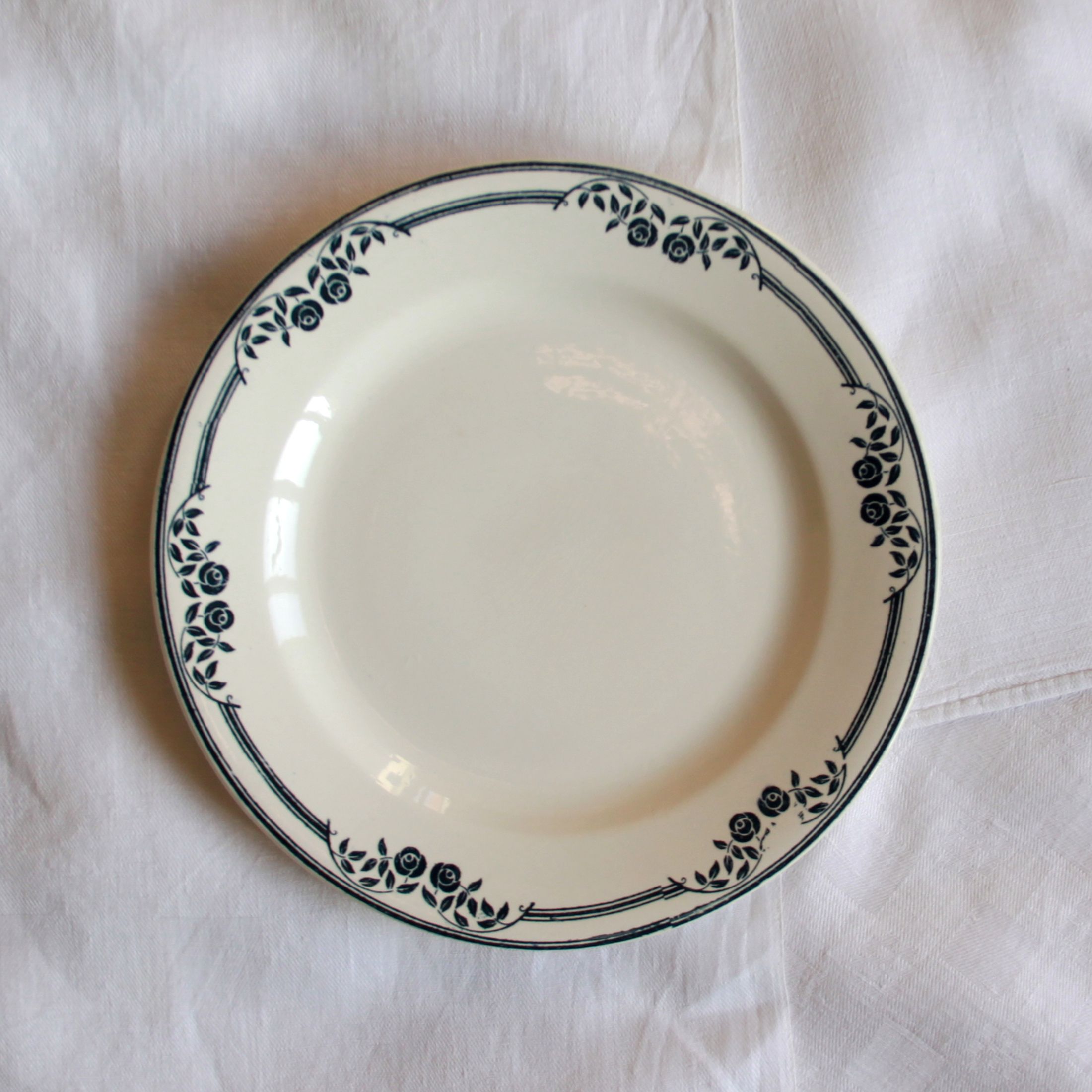 Set of 6 flat plates earthenware old Salins AB