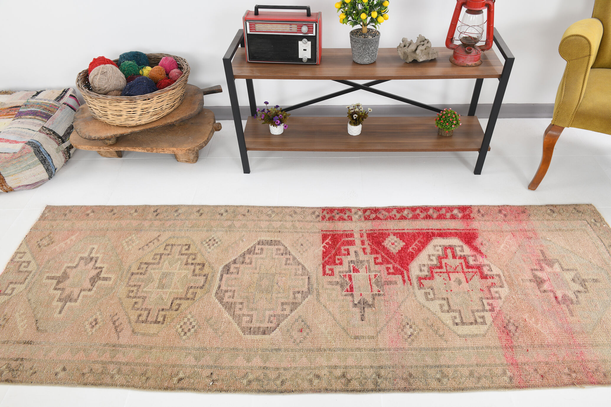 Short turkish runner rug 89x256cm