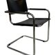 Set of 6 bauhaus cantilever chairs black leather and chrome design
