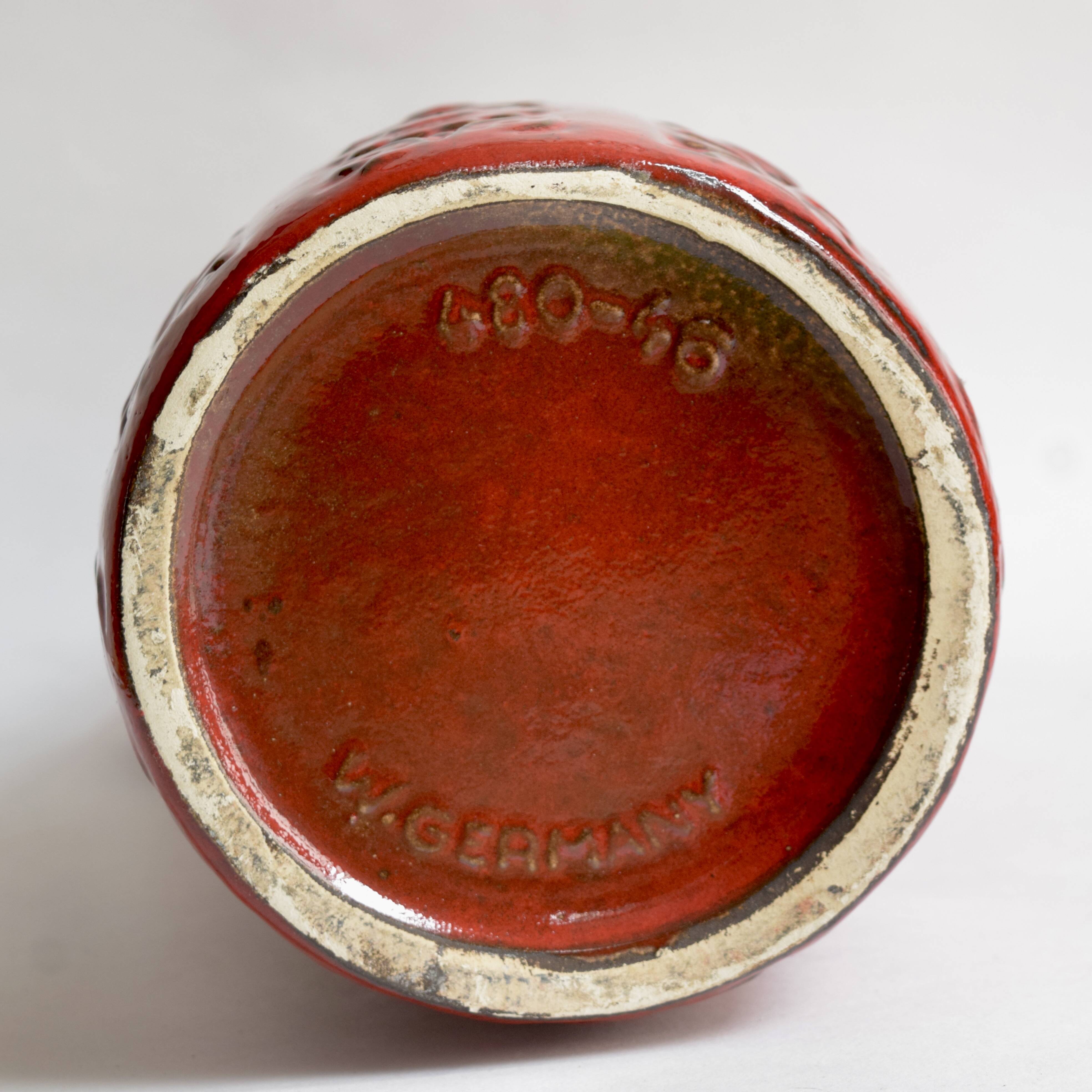 Red vase Scheurich Keramik - West Germany 480 46 - Nizza decor.