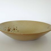 Bol à fruits vintage en céramique beige, pièce maîtresse, grand bol en poterie