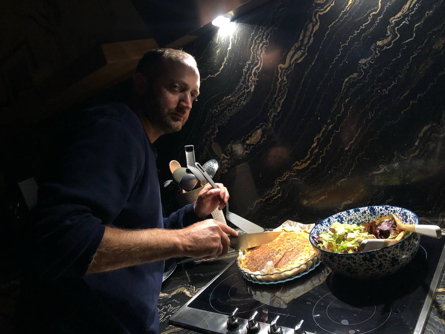 Elda armchair by Joe Colombo, black shell, brown leather