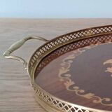 Round tray in art deco marquetry