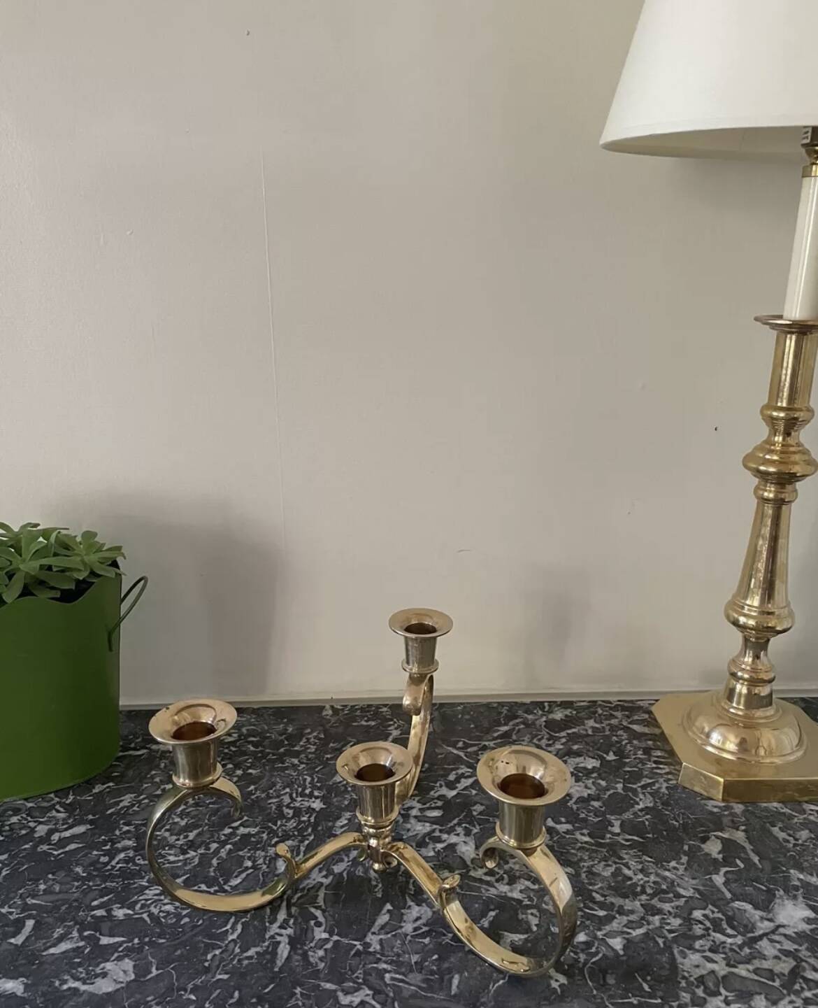 Gold-plated brass candlestick