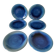 6 grandes assiettes plates en grès bleu cobalt et turquoise