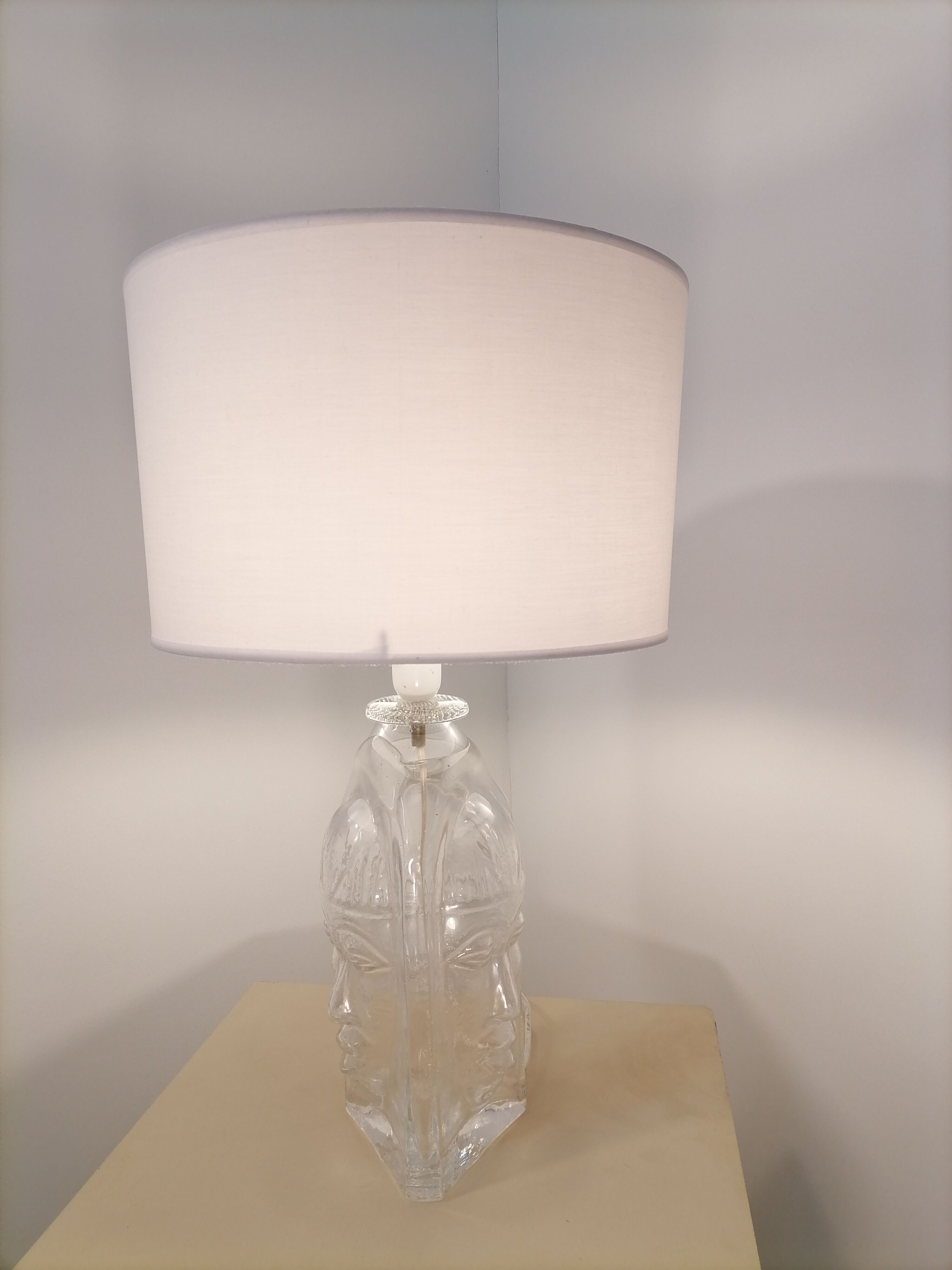 3 face molded glass lamp Sweden 1960