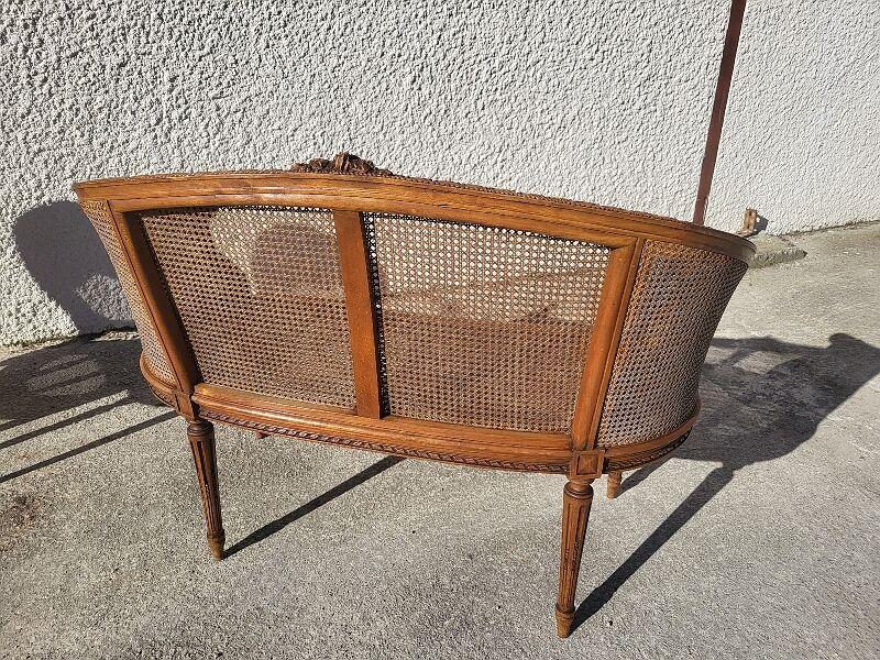 Canape bench 2 chairs louis xvi walnut canning