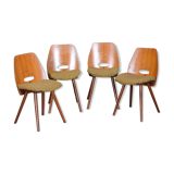 Set of four mid-century walnut chairs by Frantisek Jirak, Tatra Nabytok, Czechia, 1950s