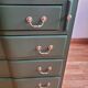 Vintage upcycled secretary in green and pink, original handles.