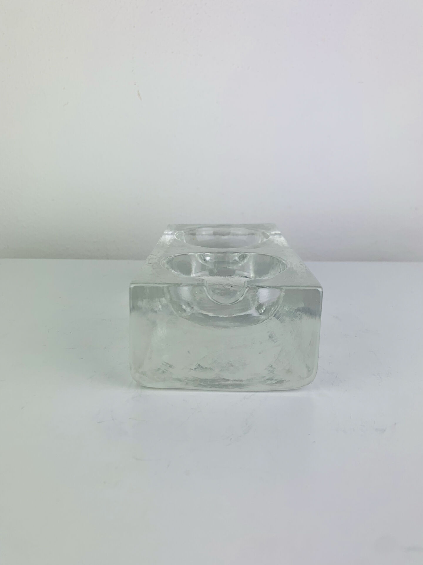 Vintage moulded glass "ice cube" catchall or ashtray