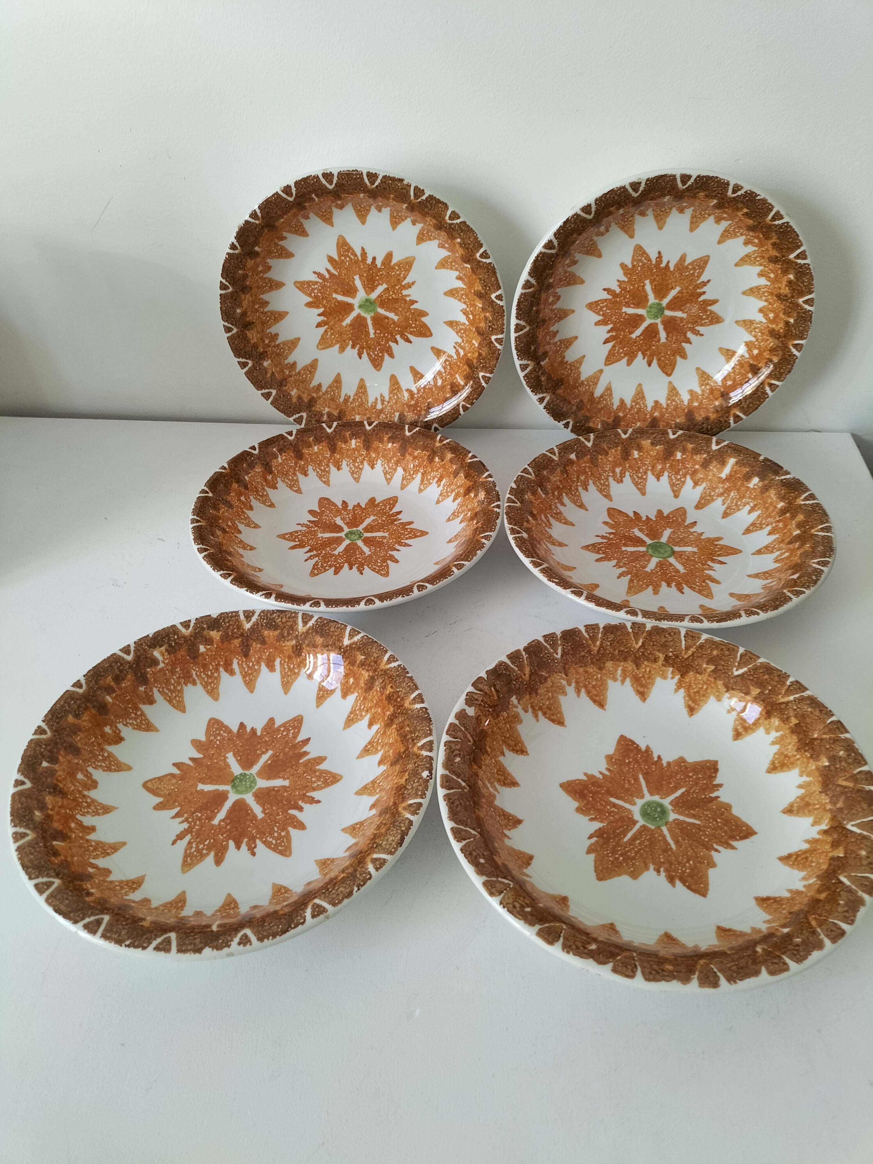 Set of 6 Vintage Italian Ironstone Plates S. Giovanni Valdarno