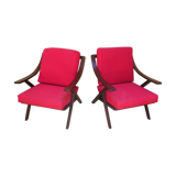 Pair of red scandinavian heater chairs