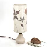 White ceramic lamp, herbarium-style lampshade, 1960s.