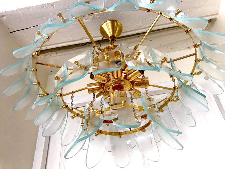 Lustre en verre Fontana Arte 1970