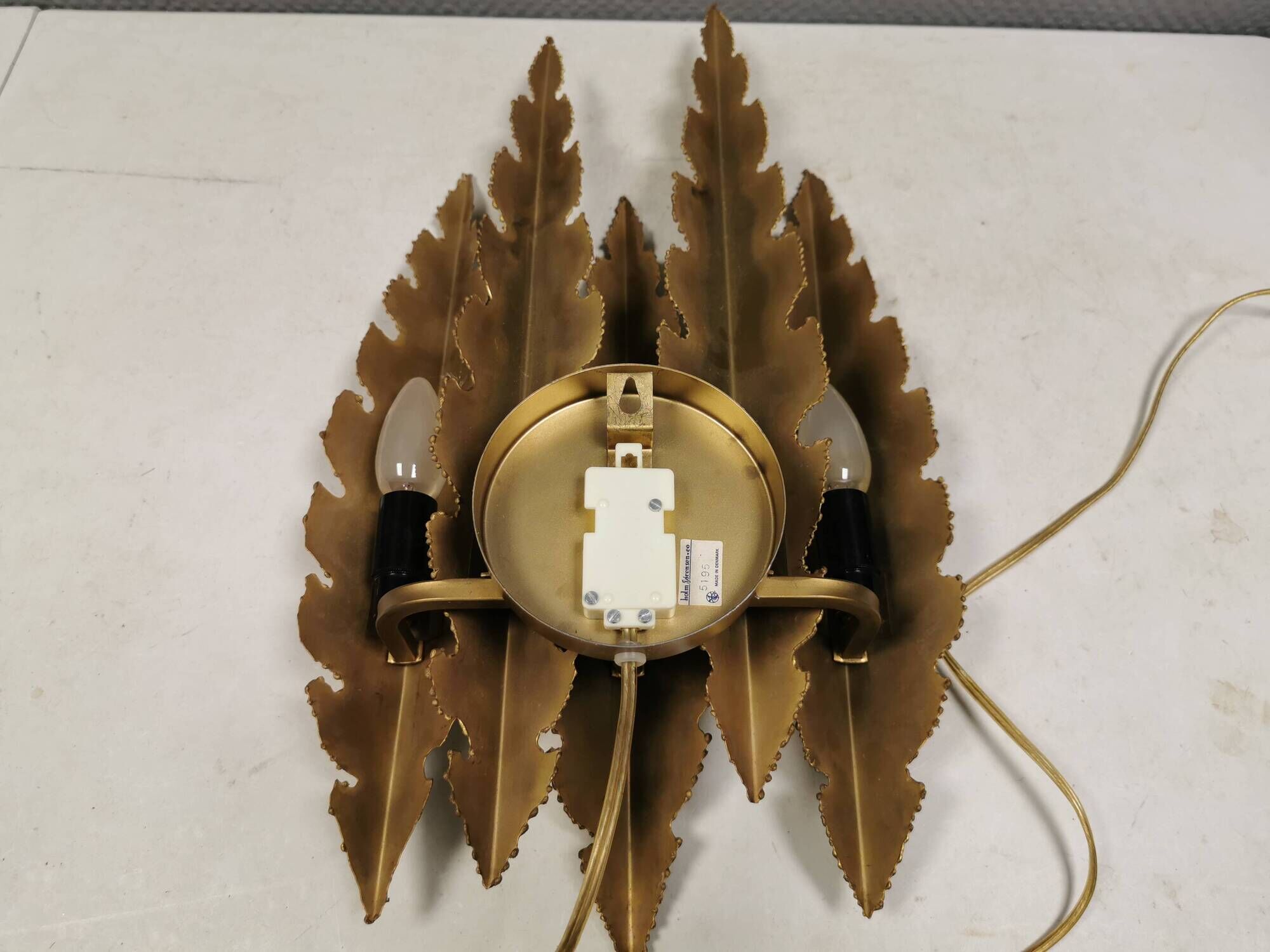 HUGE Brutalist Brass Wall Lamp by Svend Aage Holm Sørensen, Denmark 1960s