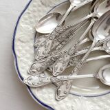 12 small silver-plated metal teaspoons "Cocoa" by Boulenger