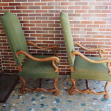 A pair of Louis XIII-style sheep bones armchairs