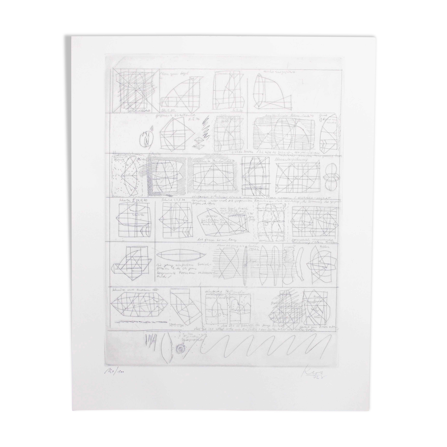 Engraving by Klotz Lenz entitled "sketch" 1972