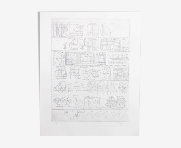 Gravure de Klotz Lenz intitulée "croquis" 1972