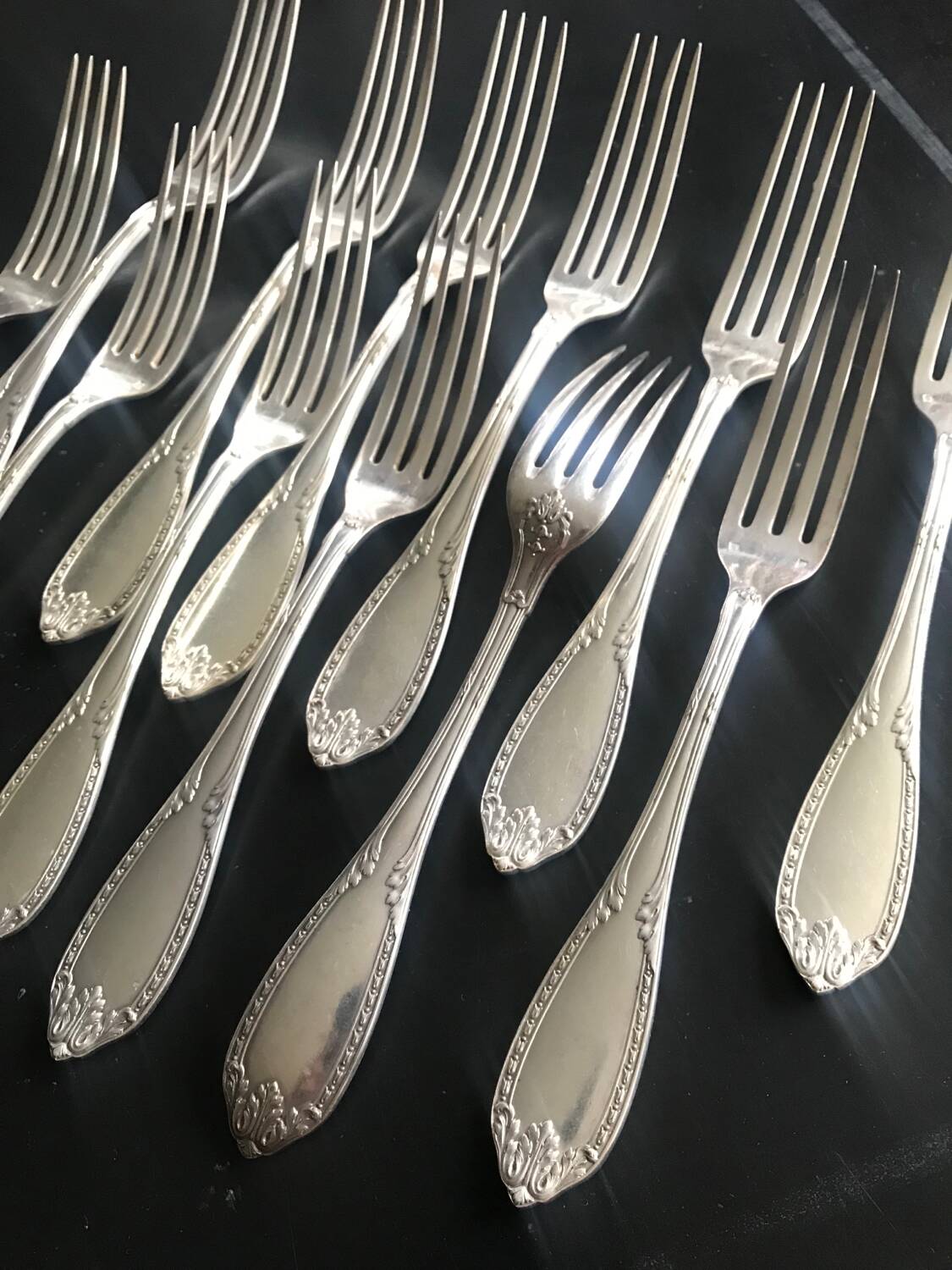 12 table forks - silver metal