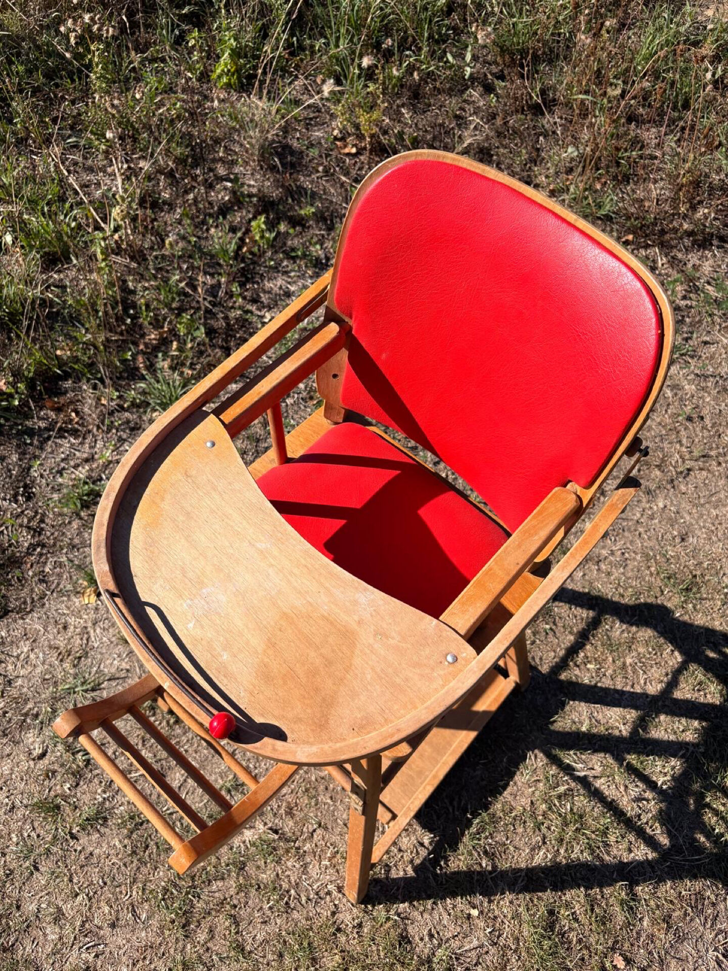 Chaise haute bébé, bois vintage