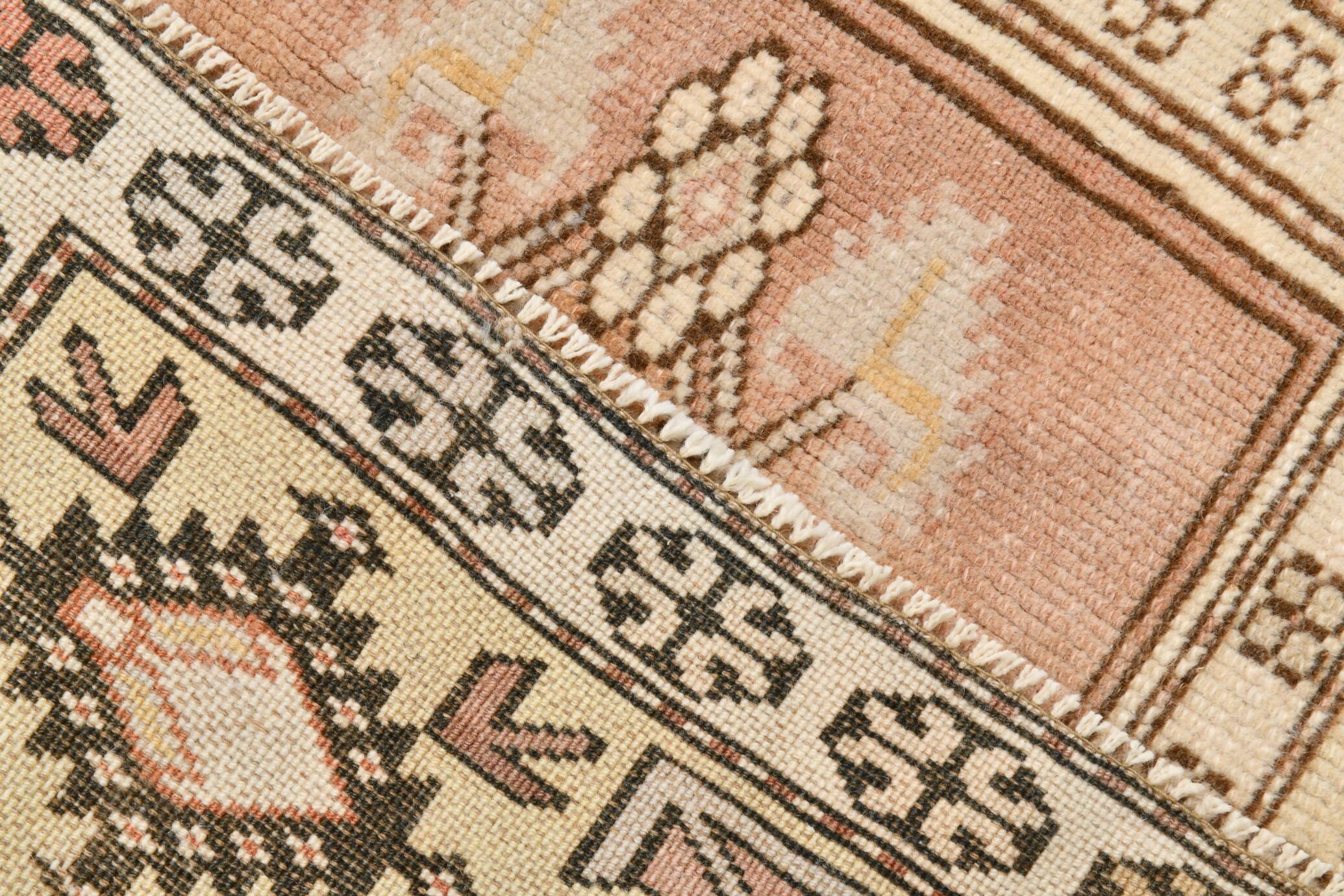 4x7 Cream & Brown Turkish Vintage Rug 120x211Cm SK 22198