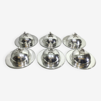 Set of silver-plated serving dishes and bells