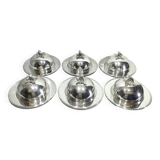 Set of silver-plated serving dishes and bells