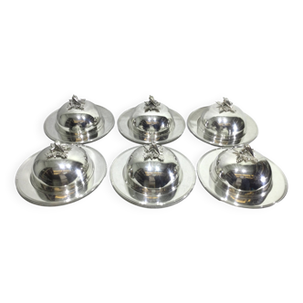 Set of silver-plated serving dishes and bells