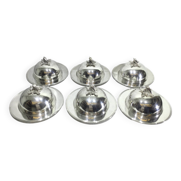 Set of silver-plated serving dishes and bells