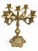 Italian candelabrum with five lights in gilded metal, rococo decoration and fe