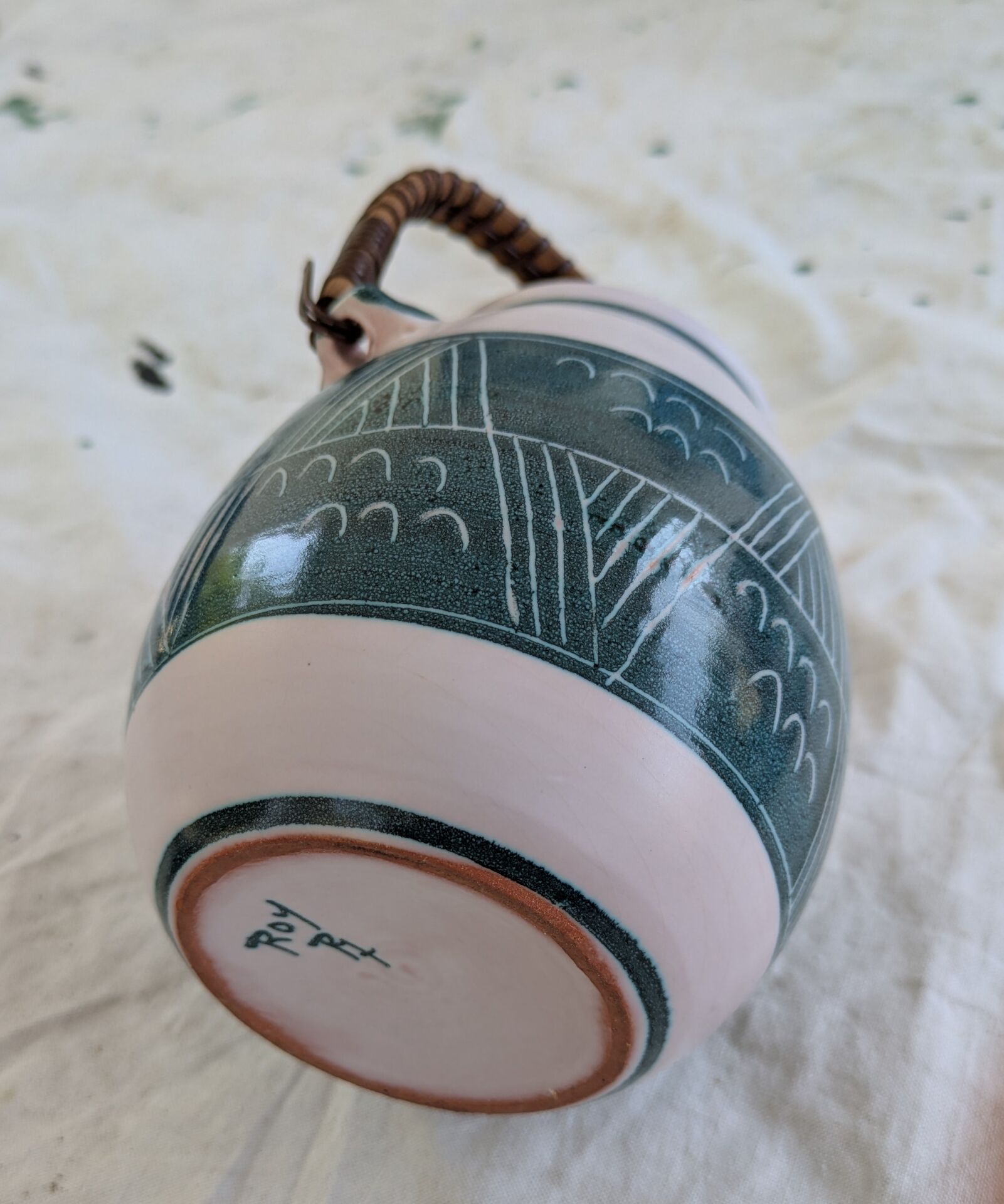 Yvon Roy jam jar signed 1950s